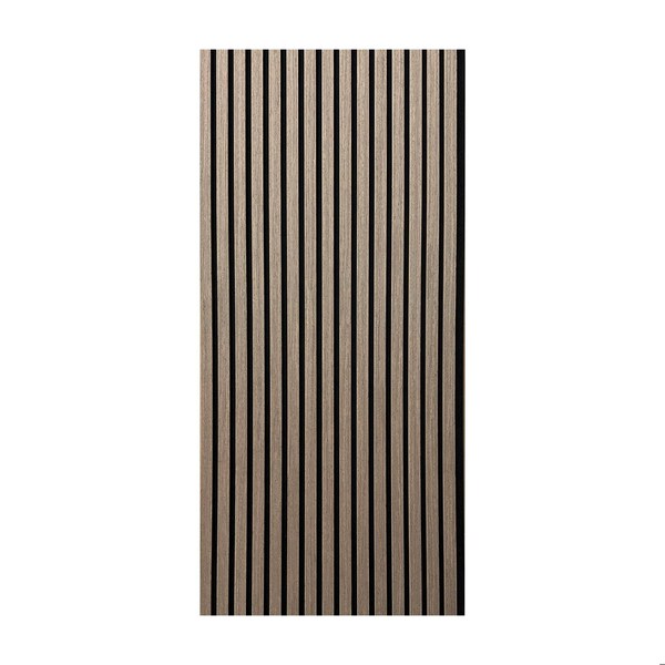 Ejoy Acoustic Slat Wood Wall Cladding Panel With Real Wood Skin Veneer, 94.5in x 24in x 0.8in ACPRW003-GreyWalnut - main
